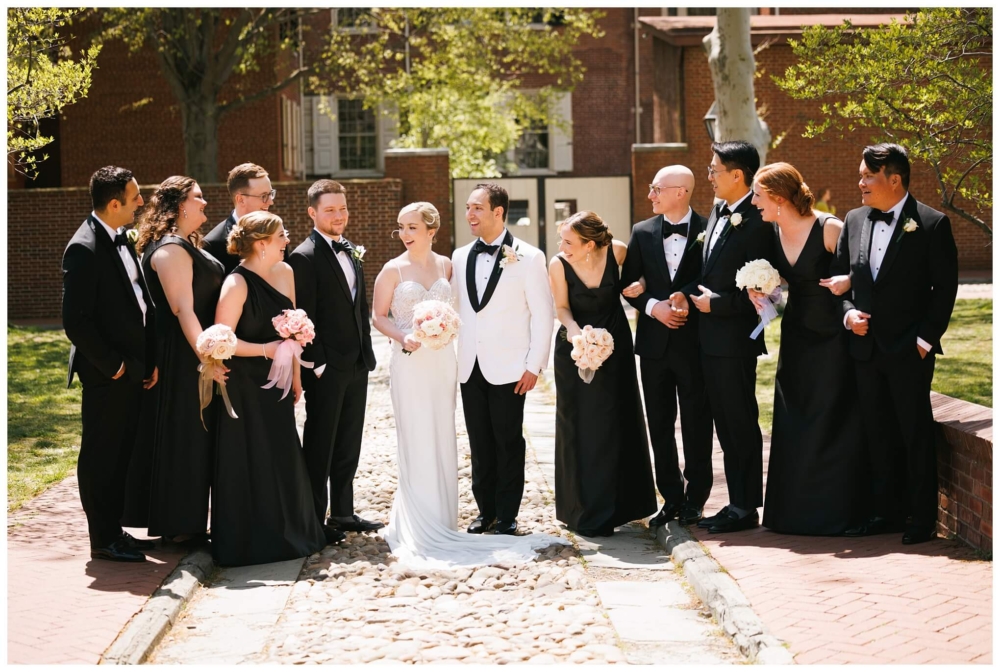Bridal party pictures at 18th Century Garden Philadelphia